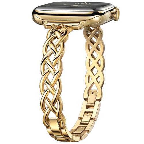 Tlselt Slim Bracelet Compatible with Apple Watch Bands 38/40/41/42/44/45/46/49mm for Women Celtic Thin Dressy Stainless Steel Metal Designer Fancy Strap for iWatch Series 11 10 9 8 7 6 5 4 3 SE Ultra