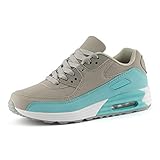 Fusskleidung Herren Damen Sportschuhe Dämpfung Neon Sneaker Laufschuhe Runners Gym Unisex Grau Hellblau Weiss EU 38