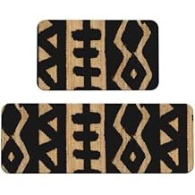 African Mud Cloth Motif Kitchen Mats Set of 2, Home Decor Kitchen Rugs for Floor - 17x29 and 17x47 Inch