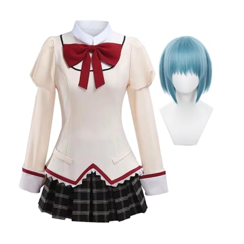 YLEAFUN Anime Mami Tomoe/Kaname Madoka Cosplay Costume Miki Sayaka/Akemi Homura Cosplay School Uniform Full Set Outfit Halloween Costumes