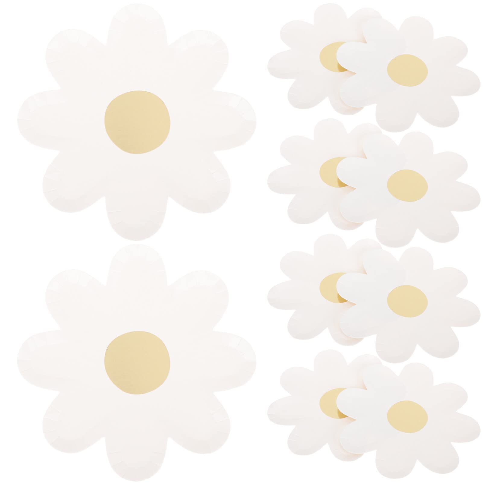 AmosfunPack of 20 Daisy Shaped Paper Plates Decorative Tableware for Baby Showers Children's Birthday Parties