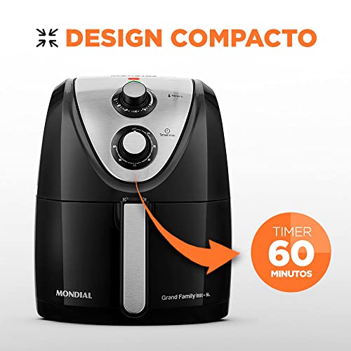 Fritadeira Sem Óleo Air Fryer 5L, Mondial, Preto/Inox, 1900W, 110V - AFN-50-BI 5 41thDHeLiBL