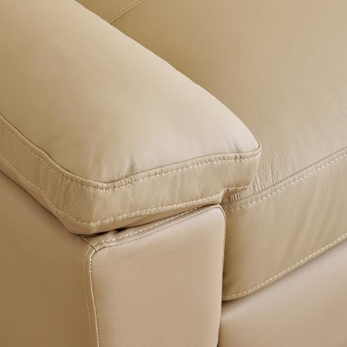Image of Home Centre | Winchester | Half Leather|Solid Wood | 1 Seater Sofas | Beige | 1 Year Warranty