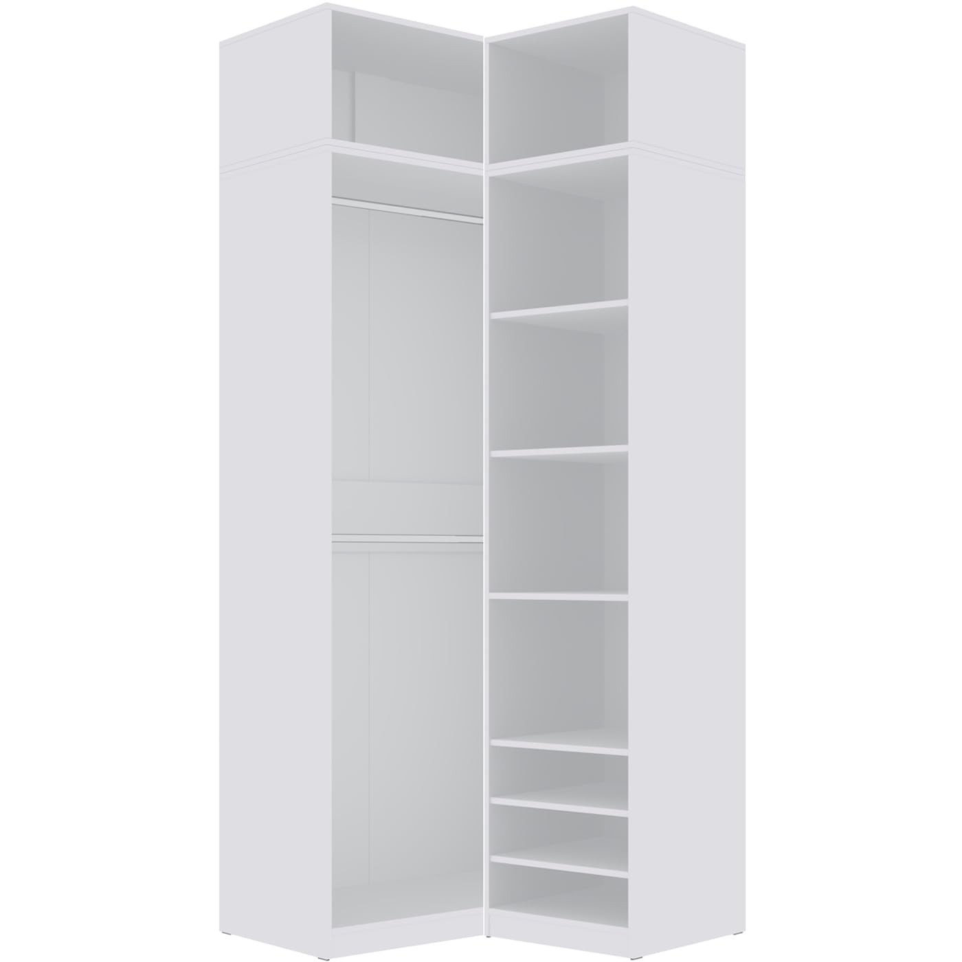 Marmex Garderobenschrank-Set TRES N/NB, begehbarer, offener Kleiderschrank mit Kleiderstangen, Einlegeböden für Kleidung, Schuhe, ohne Türen für Schlafzimmer, Ankleidezimmer 150x246x51 (weiß)
