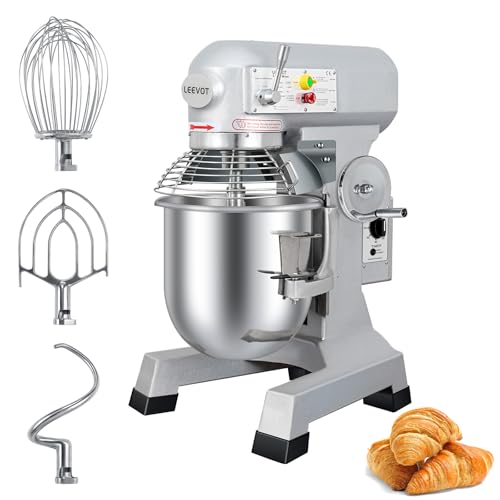 LEEVOT 30Qt 1250W Commercial Food Mixer, Commercial mixer 3-Speed Adjustable Heavy Duty Stand Mixer with Stainless Steel Bowl for Bakery Pizzeria.