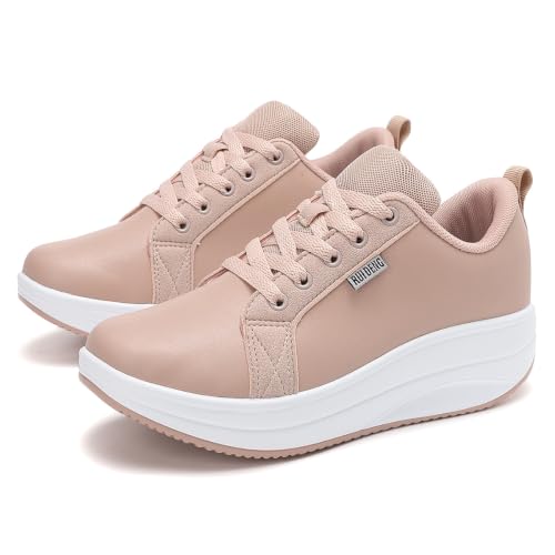 Image of RUIDENG Platform Sneakers for Women Walking All Day | Slip Resistant Work Shoes for Women Comfortable | 2 Inch Thick Wedge Rocker Bottom