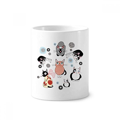Porte-stylo chat mignon en céramique blanche pour décorer votre bureau ou salle de bain