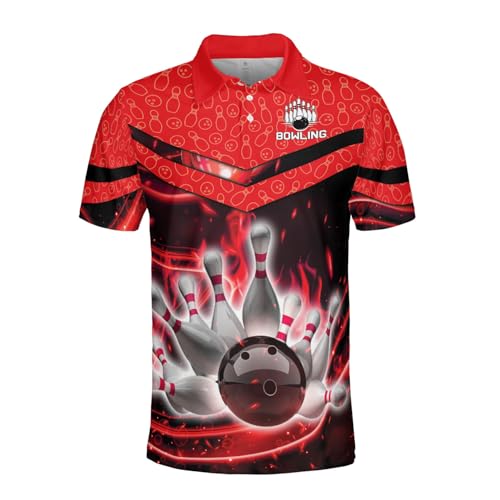 BOZENTIM Camisa polo de boliche 3D para homens e mulheres, camisa de jérsei de boliche, camisetas de