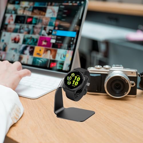 EZCO Charger Dock Compatible with Garmin Vivoactive 5 4 4S 3/3 Music/Venu Sq/Venu/Venu 3S 3 2S 2, Premium Aluminm Charging Cable Stand Base Station USB Date Syn for Fenix 7 7S 7X 6 5 Smartwatch - Thumbnail 7