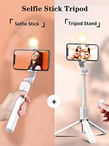 Selfie Stick Tripod With Detachable Wireless Remote, Extendable Selfie Stick Tripod With Led Fill Light, For Iphone 13/13 Pro/12/11/11 Pro/Xs Max/Xs/Xr/X/8/7 And Android Smartphone #TOP5