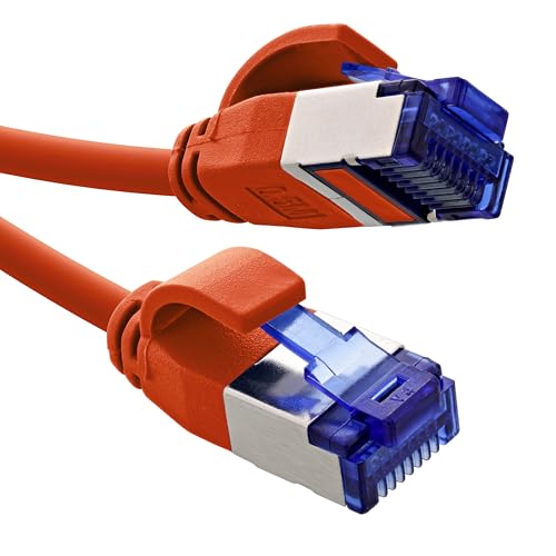InLine Patchkabel Slim, Cat.6A, S/FTP, TPE (LSZH) flexibel, PoE, Kupfer (CU), LAN, Ethernet, Netzwerk Kabel, RJ45 Gigabit, rot, 1m, 74901R