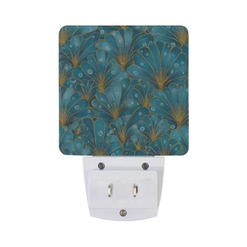 Lámpara de noche LED con sensor azul turquesa y conchas miniatura 6