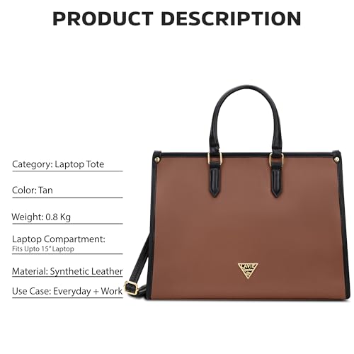 Image of Lavie Signature Women's Madisson Box 15 Inch Laptop Tote Handbag | Tote Bag for Work | Ladies Purse | Stylish Shoulder Bag | Gift for Women
