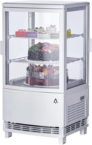 Image of GarveeLife Commercial Display Refrigerator, 2.0 Cu.Ft. Pastry Display Case for Bakery with LED, Frost-Free, Sliding Door, Commercial Fridge Display Case for Cafe and Restaurant, 4-Tier Design, White