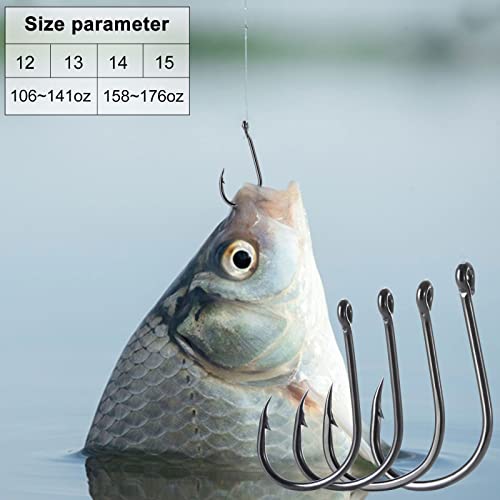 Deesoo 400Pcs #12-15,4 Sizes Fish Hooks, Premium Fishhooks High Carbon Steel Circle Hooks With Barbs Fishing Hooks With Plastic Box #TOP4