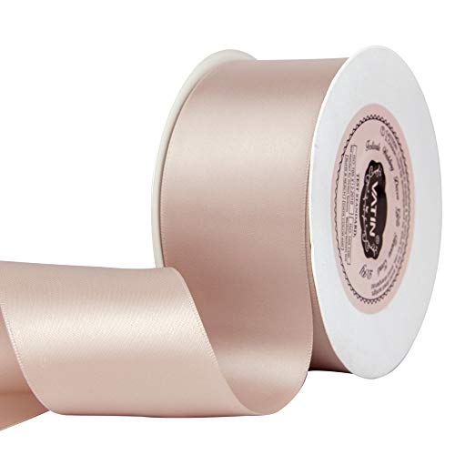VATIN 2 inches Solid Vanilla Double Faced Polyester Satin Ribbon for Craft, Gift