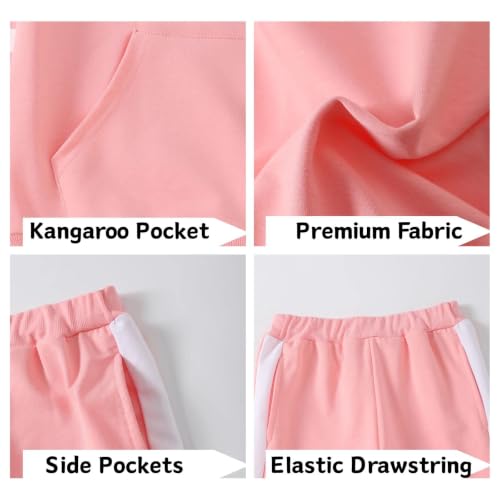 Image of Girls Sweatsuit Set Cute Hooded Sweatshirt & Jogger Pants with Pocket Casual Outfuts Set