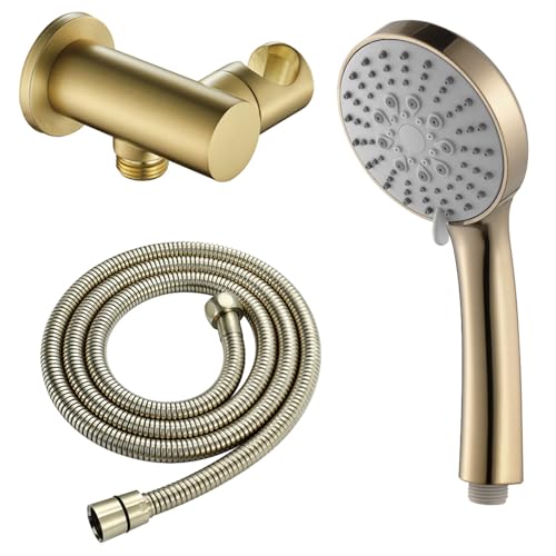 KHYTEBV Cabezal de Ducha de Mano de Alta presión, 5 configuraciones de rociado, Cabezal de Ducha ABS con Soporte Ajustable y Manguera de 59 Pulgadas