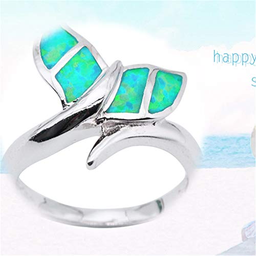 YAZILIND Silver Plated Opal Ring Whale Tail Shape Band Rings Women Anniversary Jewelry2