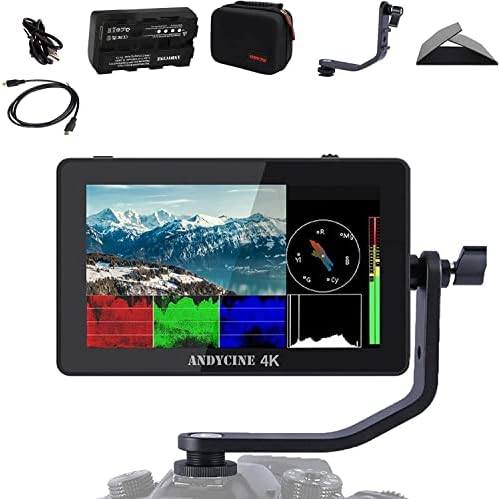 ANDYCINE A6 Plus V2 Touch Camera Monitor Carry Bag+Battery Charger+Battery+Tilt Arm 5.5 Inch 1080P IPS Screen HDMI 4K in&Output Video with 3D LUT Waveform