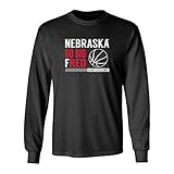 CornBorn Nebraska Huskers Tee Shirt - Long Sleeve Nebraska Basketball - Go Big Fred - Black - Large