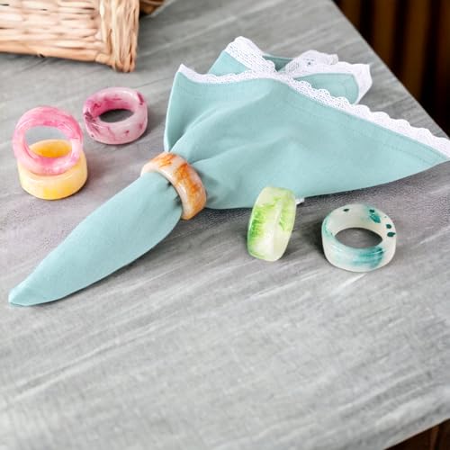 ALPHA Living HOME Epoxy Resin Napkin Rings -Set of 12 Colorful Napkin Ring Holders 1.5\" Napkin Rings for Christmas Party Decoration, Dinning Table, Family Gatherings, Table Décor(Multi Pastel)