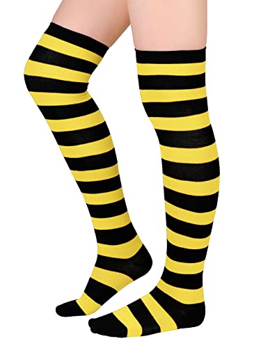 Image of Century Star Thigh High Socks Striped Extra Long Tube for Women Over the Knee Athletic Sports Socks Plus Size Stockings