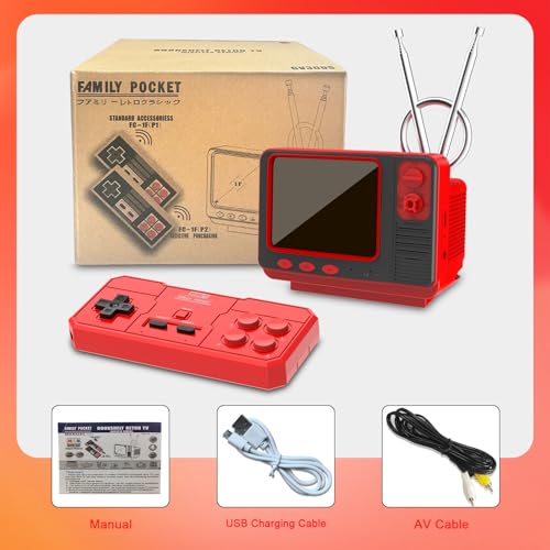 EASEGMER Retro Handheld Game Console - 168 Classic Games | 3.0\" Screen | 2-Player Mode | AV Projection | Rechargeable & Portable Design, Ideal Educational Toy for Kids Ages 4-12 (Red)