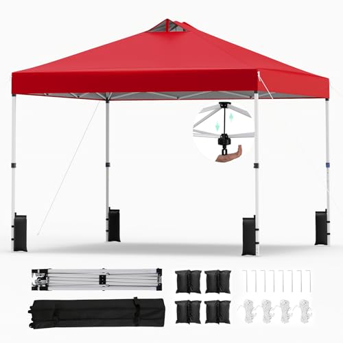 RELAX4LIFE Tonnelle Pliante 3x3 Pop-up, Barnum Pliant 3x3 Facile à Monter, Anti-UV UPF50+, Cadre Métallique, Sacs de Sable, Portable avec Sac à roulettes,...