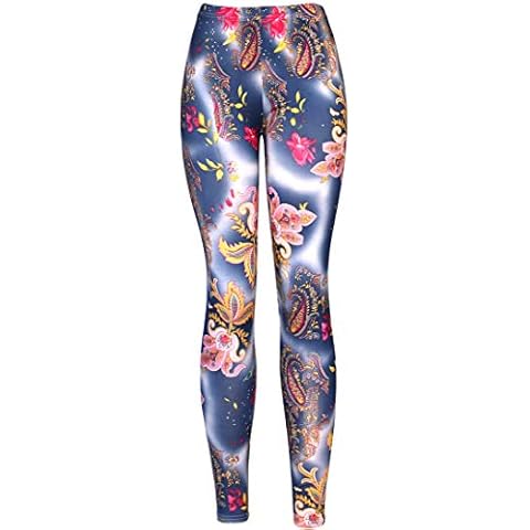 Boutique4Divas KMystic Women's Cotton Blend Basic Causal Fun Printed Leggings (XLarge/XXLarge, Navy Paisley) Cover