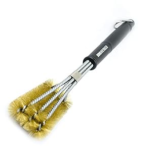 BBQ Butler Brass Grill Brush – Large Triple-Headed Grill Brush – Cleaning Brush – Barbecue Wire Brush – BBQ Tools – BBQ Accessories – Porcelain Grill Brush – Great for All Smoker/Grill Grates
