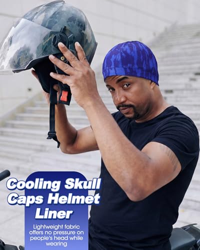Image of 9 Pcs Cooling Skull Cap Camo Liner Sweat Wicking Lightweight Cycling Cap Running Hat for Men Women