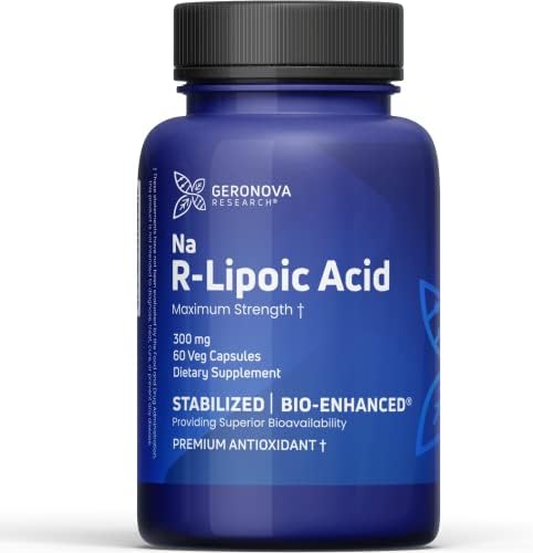 GeroNova Research R-Lipoic Acid 300mg 60 Capsules - Stabilized R-Alpha Lipoic Acid With Superior Bioavailability - Metabolic Activity & Healthy Aging Support - Gluten Free & Non-GMO Antioxidant Supplement
