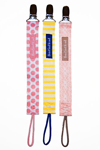 Booginhead Set of 3 Most Popular PaciGrip Pacifier Holder - Fits All Pacifiers (Girly Girl)
