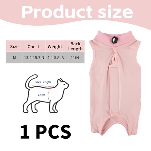 Katzenbody Nach Op,Katzen Body Für Katzen Operation,OP Body Katze,Recovery Suit Katze,Professioneller Genesungsanzug für Katzen bei Bauchwunden oder Hautkrankheiten,E-Halsband-Alternative (Rosa,M)