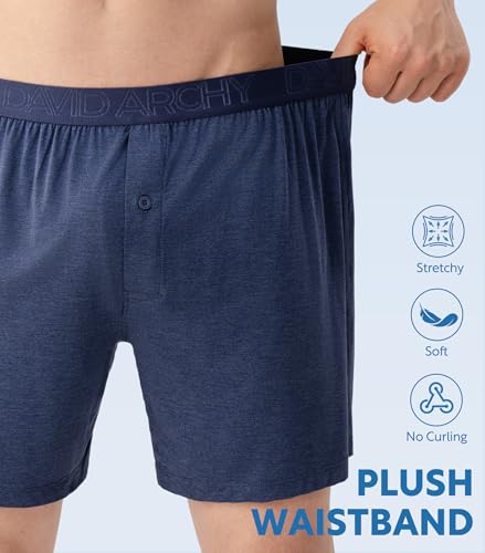 Image of DAVID ARCHY Mens Boxers Soft Rayon Made from Bamboo Boxers for Men Pack Loose Underwear Cooling Mens Boxer Shorts