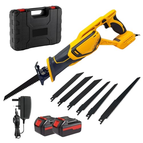 Brushless Cordless Reciprocating Saw, 0-3500SPM 3 Variable Speed Cordless Reciprocating Saws, Brushless Motor Electric Wood Saw with 2X 20V Batteries for Wood Metal PVC Cutting, 6 Sawing Blades