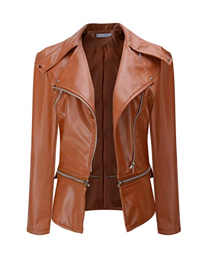 Onsoyours Damen Bikerjacke Pilotenjacke Lederjacke mit Fell Top Coat mit...