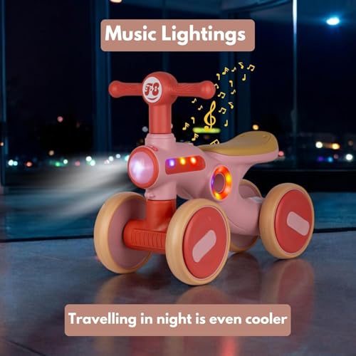 Image of Little Glide Ride on Balance Bike for 1-3 Years | Musical Ride-On Toy with LED Lights | Safe, Sturdy & Fun Indoor Toy| Suitable for Boys & Girls | Max Weight 20 Kg (KB-065-Red)