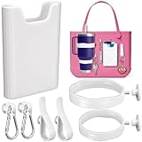7PCS Bag Organizer Set for Bogg Bag, 2Pcs Cup Holder Compatible with Stanley, Slicone Phone Holder, 2 Hooks and 2 Key Holders, Beach Tote Accessories Compatible with Bogg Bag & Simple Modern (White)