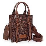 Wrangler Small Crossbody Bag for Women Wallet Women Fringe Top handle handbag Mini Purse and Embossed Western Purse WG271-8119BR