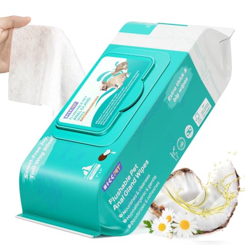 Image of HICC PET Wipes for Dogs & Cats, Cleaning Deodorizing External Anal Area Wipes, Hydrating & Nourish Fur Dog Grooming Wipes for Paw, Butt, Body