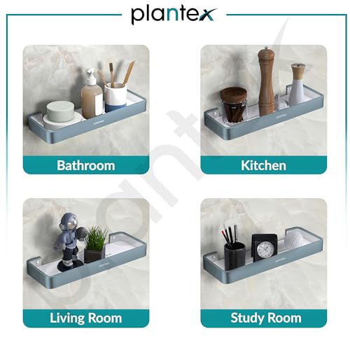 Image of Plantex Shelf for Bathroom /Aluminium and Acrylic Multipurpose Shelf /15x5 inch Shelf for Home /Office /Hotel - Pack of 1 (Grey and Milky White)
