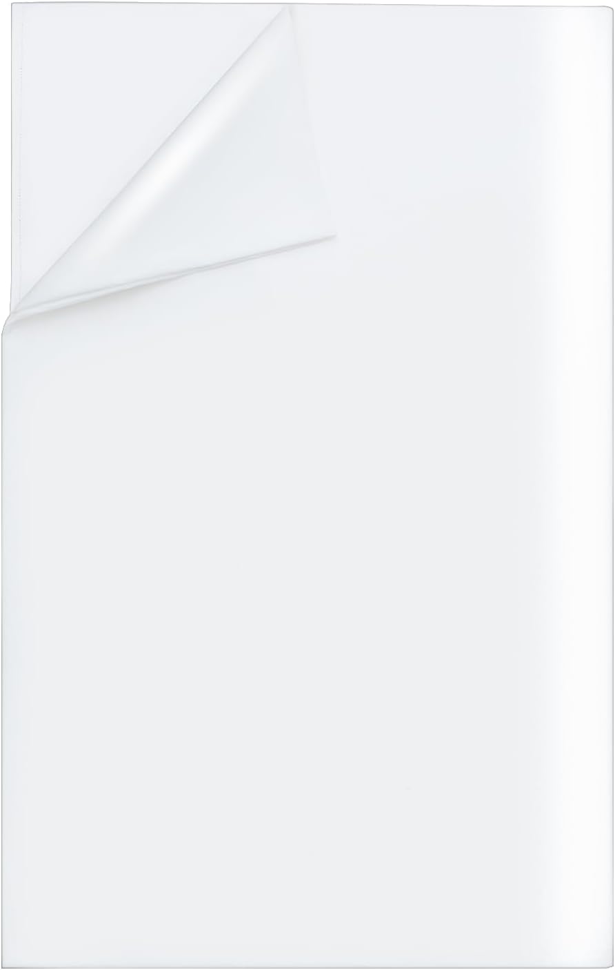 Enjoy Life Flat Sheet 300 Thread Count 100% Cotton, Luxury Quality Cool & Crisp Percale Sheets Super Soft Top Sheet King Size, White (King)
