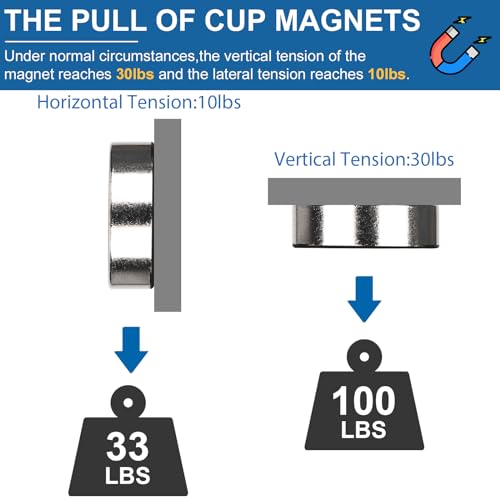 Image of LOVIMAG Strong Neodymium Rare Earth Magnets, 100LBS-12 Pack | Heavy Duty Cup Magnet with Countersunk and Screws for Tool Room, Kitchen Doors, Wall Mounting, Office