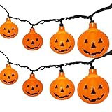GOOTHY Halloween Pumpkin String Lights, 8.5Ft Outdoor Halloween Decorations Lights with 10 Jack-O-Lantern Lights, Hanging Pumpkin String Lights UL Listed for Party Patio Garden Window Decor