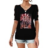 [DOFEMA] ベビーメタル Babymetal オフショルダー カットソー Tシャツ レディース 半袖 オフショル トップス 肩出し Vネック セクシー おしゃれ ティーシャツ カジュアル 上着 夏服 快適 柔らかい 通気性 S-2XL