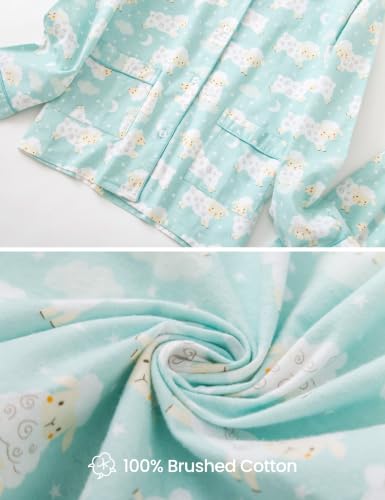 Image of CHUNG Women Flannel Pajamas Set Brushed Cotton Button Tops Pants S-XL Sleepwear Loungewear Cozy Warm Winter