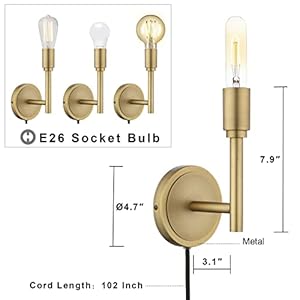 Phansthyminimalistindustrialwallsconcessetof2simplicitypluginwalllampswithswitchforlivingroombedroombedside2packantique Urban Country Home Decor Phansthy minimalist industrial wall sconces set of 2 simplicity plug in wall lamps with switch for living room bedroom bedside 2 pack antique urban country home decor