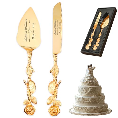 HJX Personalized Cake Knife and Server Set for Wedding - Engraved...